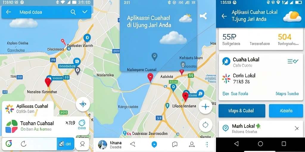 Tampilan antarmuka aplikasi 55RP dengan fitur cuaca lokal.