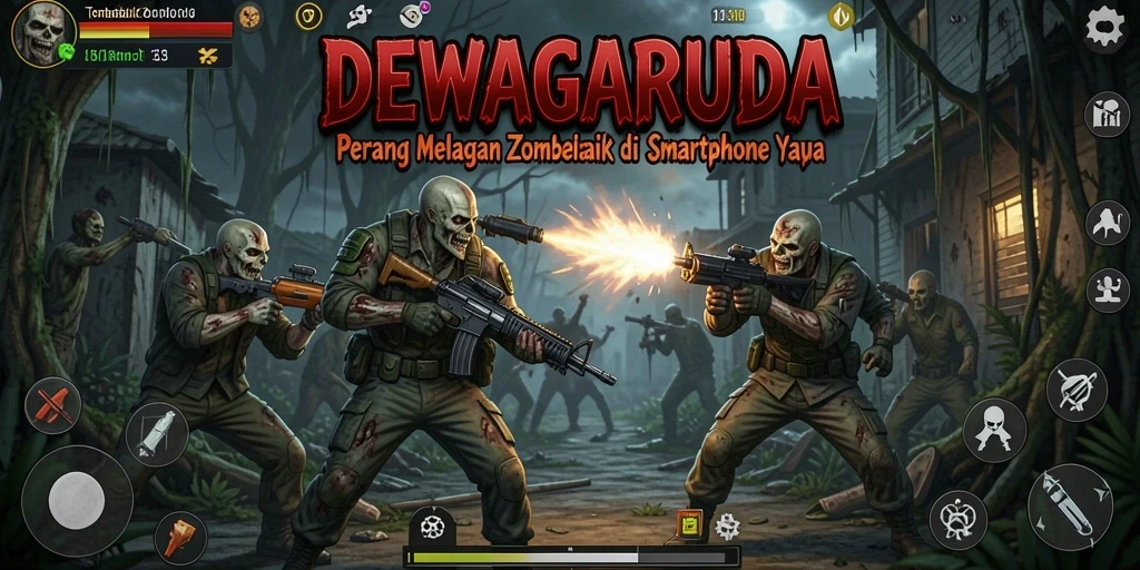 Antarmuka menarik DEWAGARUDA saat aksi menembak zombie.