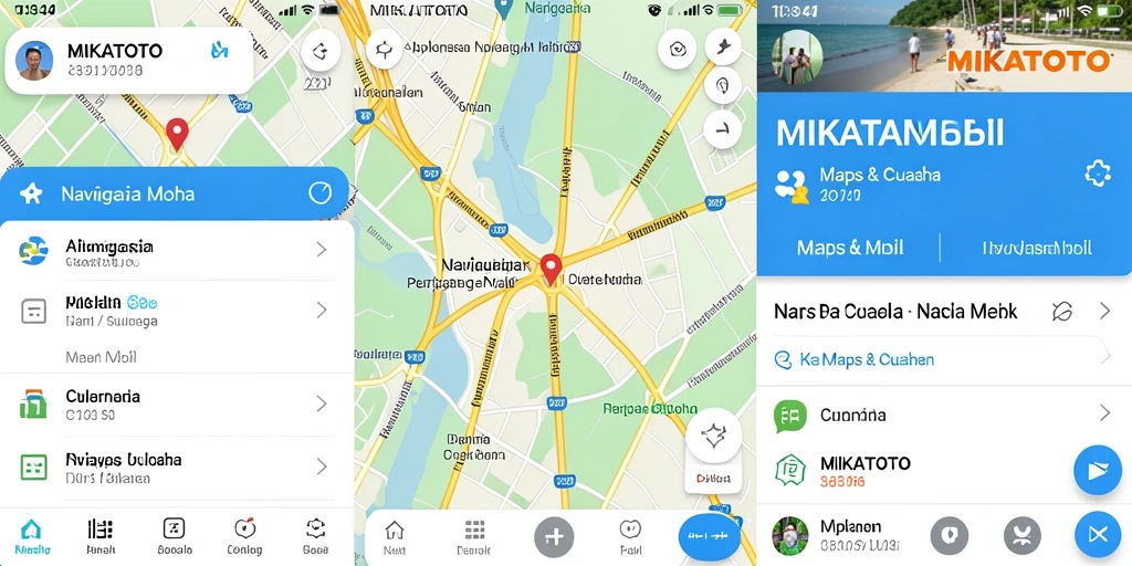 Tampilan antarmuka MIKATOTO yang menunjukkan rute navigasi mobil.