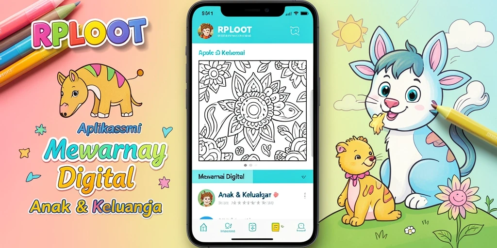 Screenshot utama RPLOOT menampilkan antarmuka mewarnai yang cerah dan interaktif.