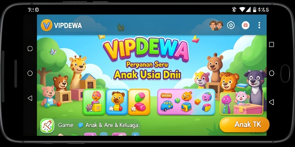 Antarmuka ceria dan interaktif dari VIPDEWA untuk anak-anak.