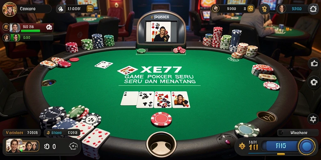 Tampilan antarmuka XE77 yang menarik untuk permainan Poker.