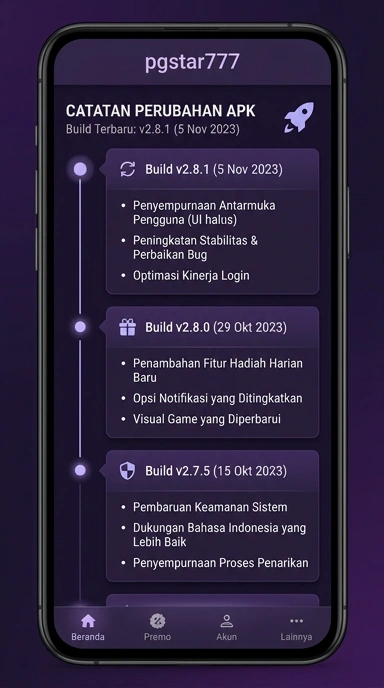 Riwayat Versi pgstar777 untuk Pengguna Android